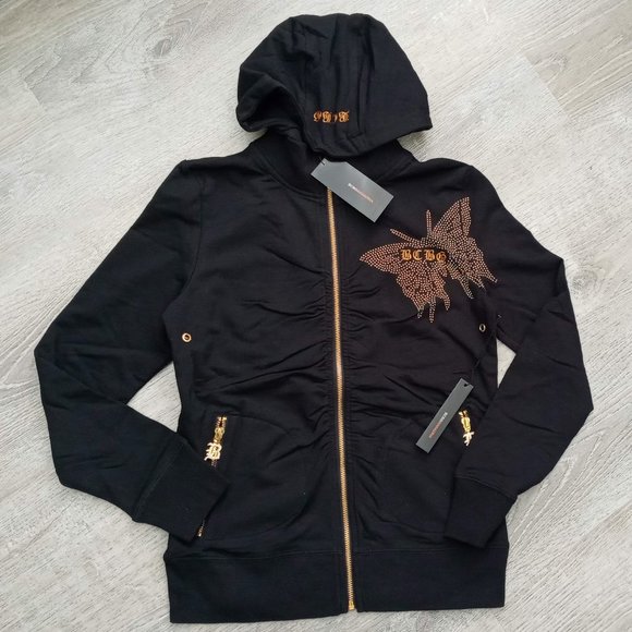 BCBG MAXAZRIA, Rhinestone Butterfly Hoodie & Pant Set  Black - Picture 7 of 11